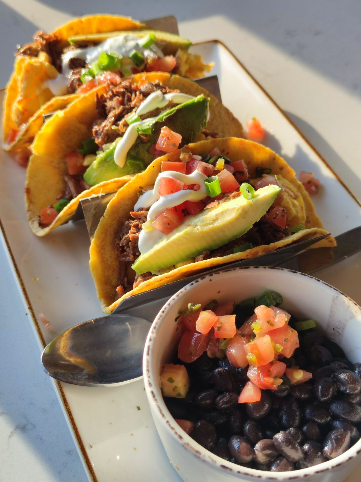 Tacos with avocado and salsa