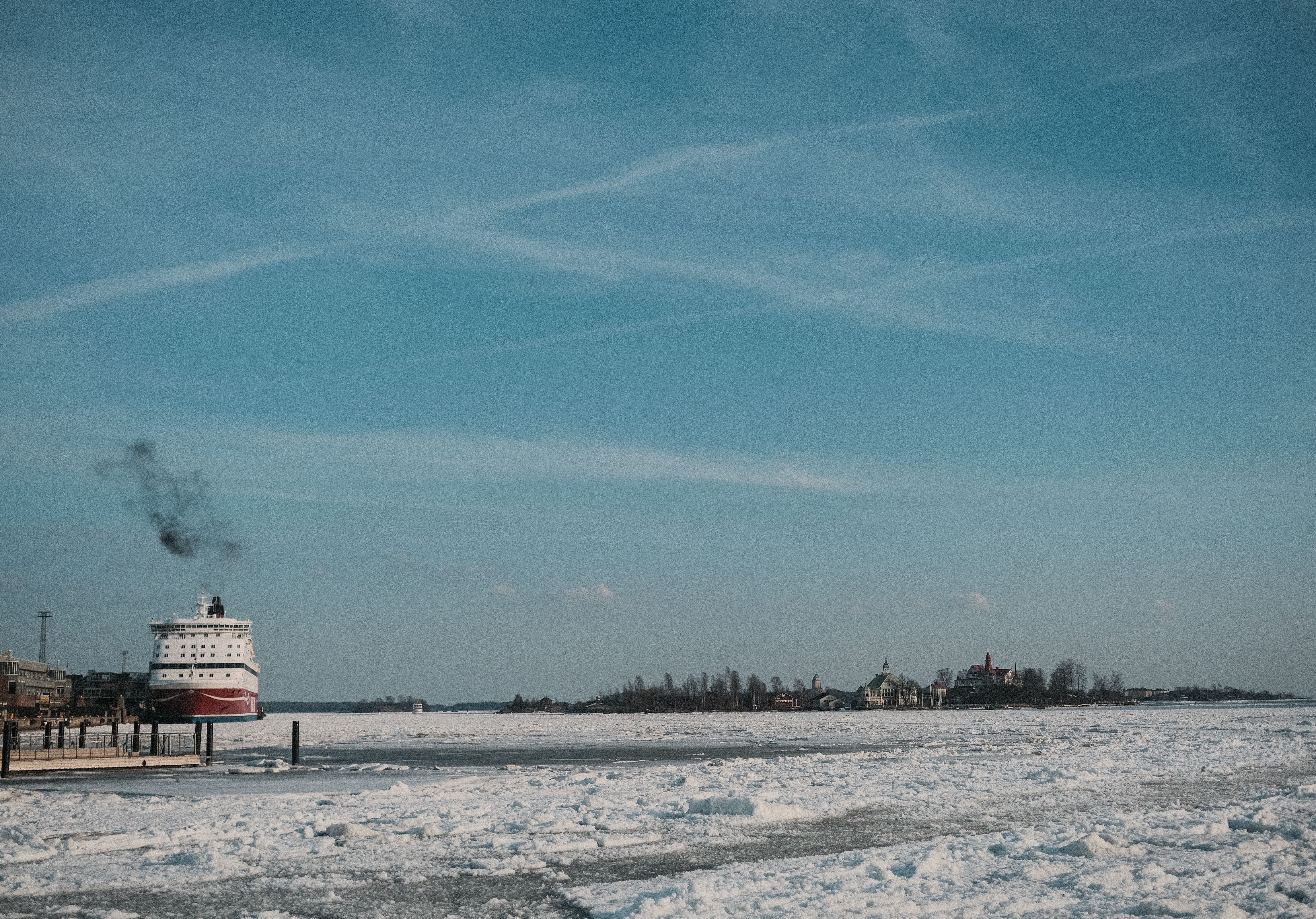 TS Laevad ferry arriving at Kuivastu harbor, connecting mainland Estonia to Muhu Island