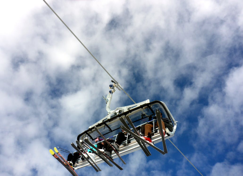 Free People Riding Cable Car Stock Photo