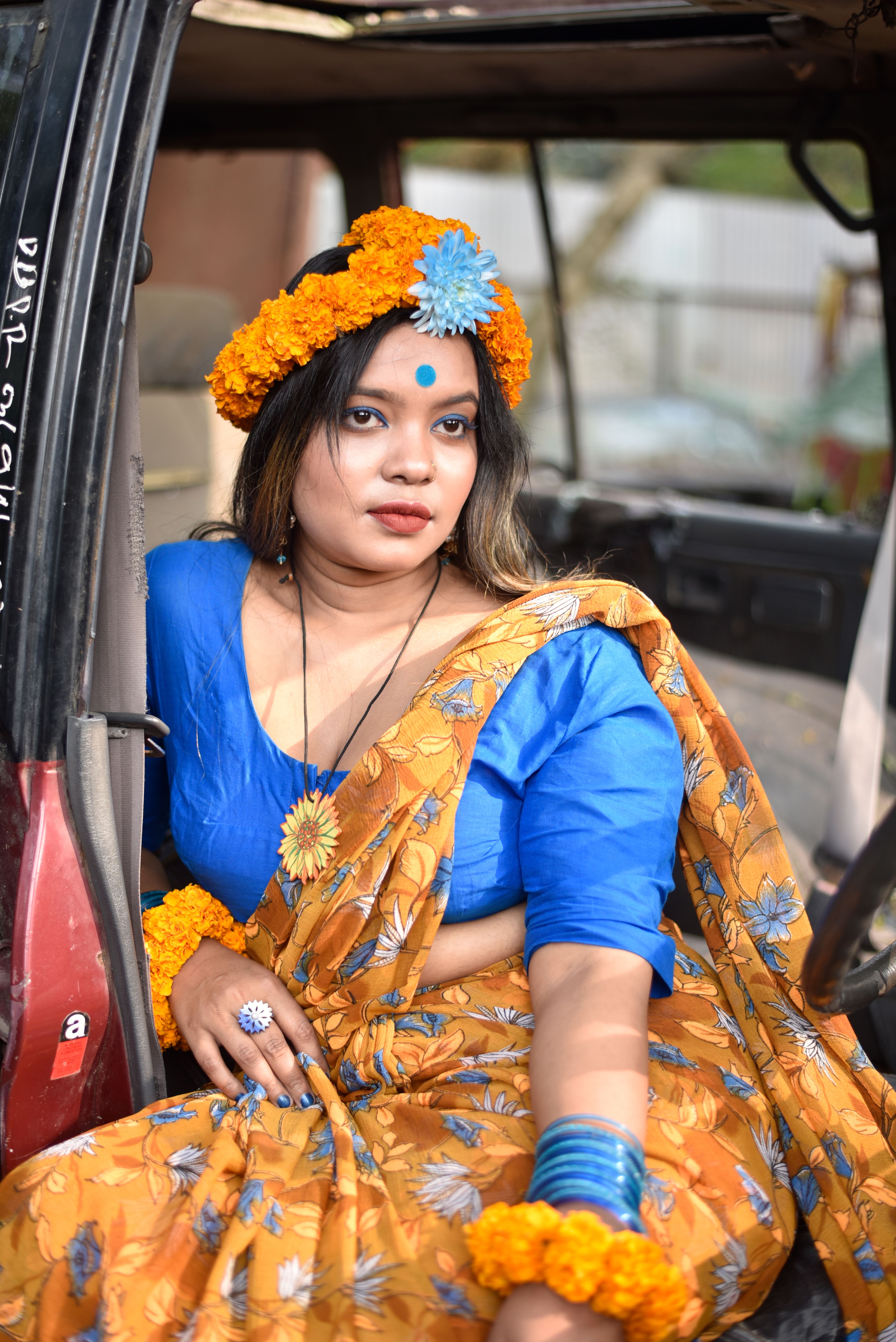 Elegant Woman in Traditional Bengali Attire · Free Stock Photo