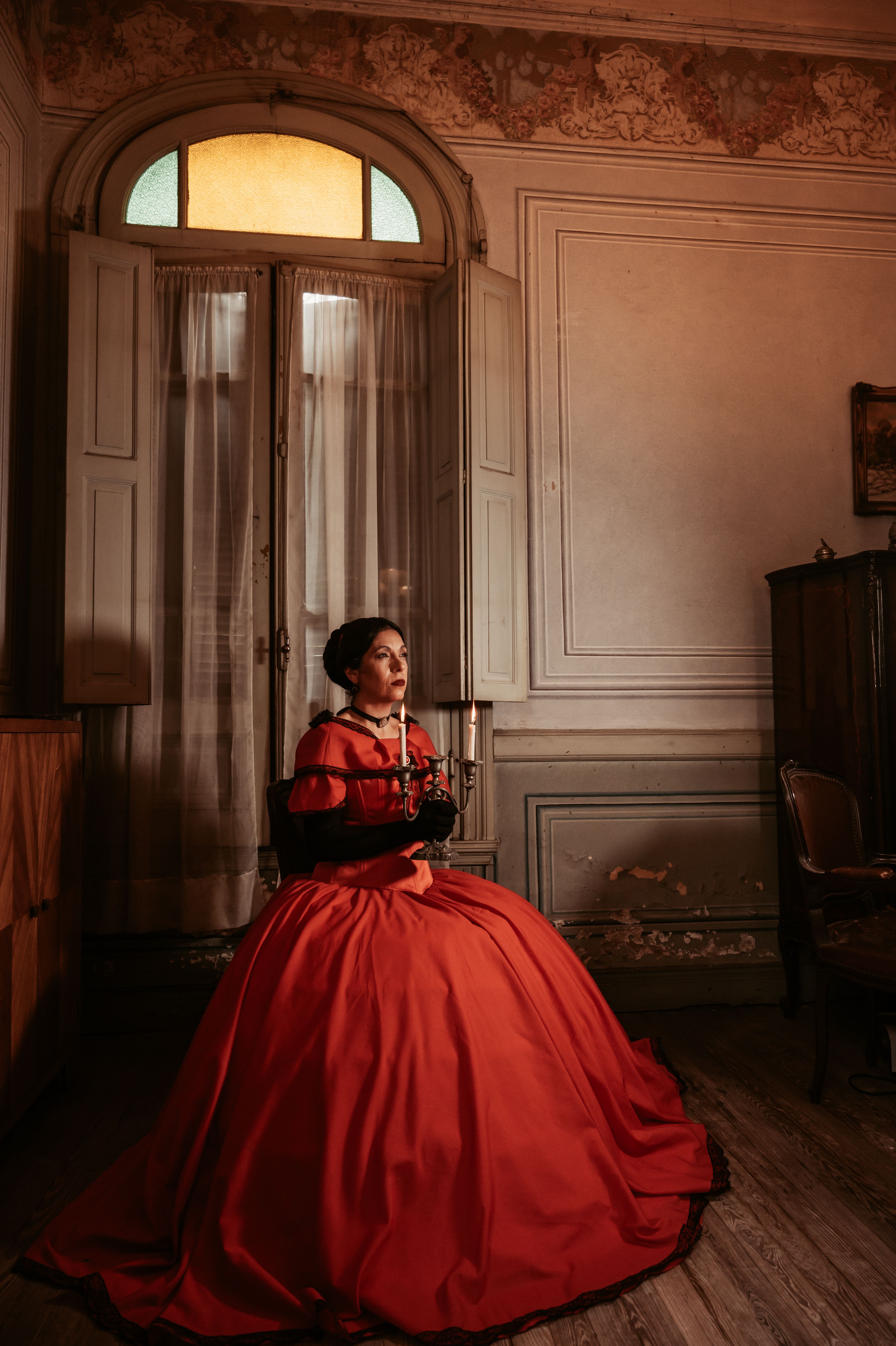 Mannequin in Red Dress in Museum Display  Free Stock Photo