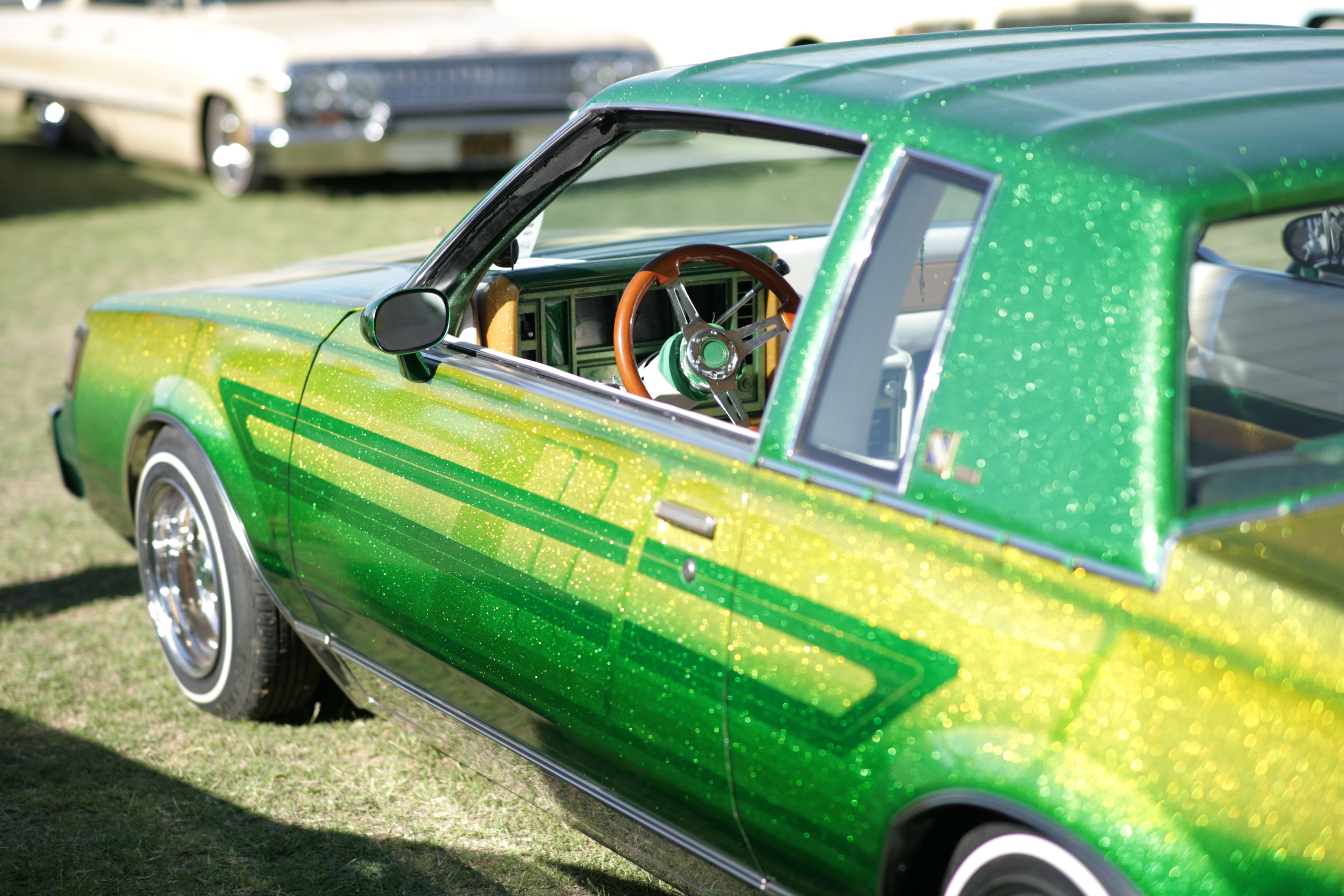 Vibrant Green Lowrider at Outdoor Car Show · Free Stock Photo