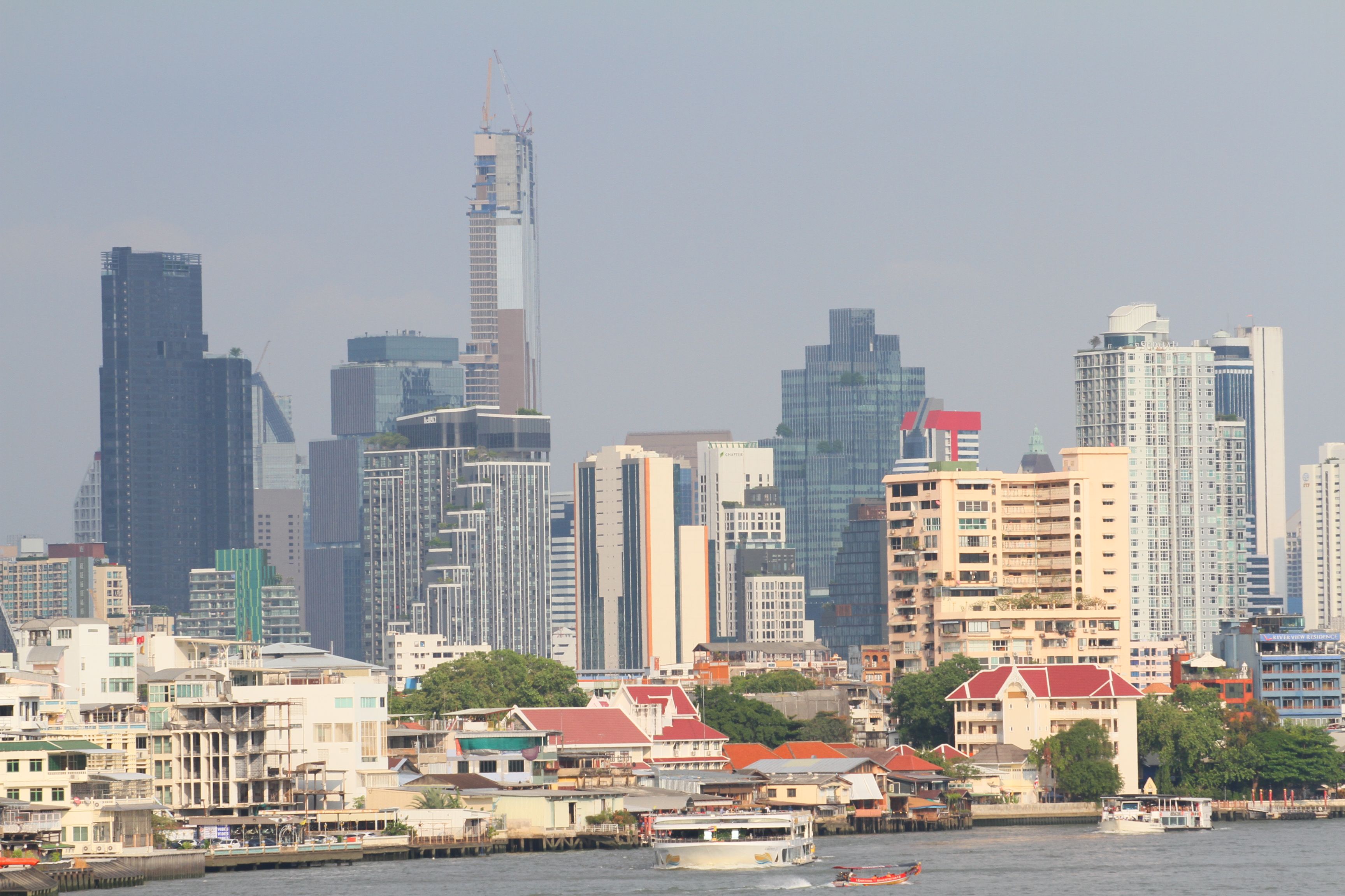 MRT Purple Line elevated tracks over the Chao Phraya at Nonthaburi