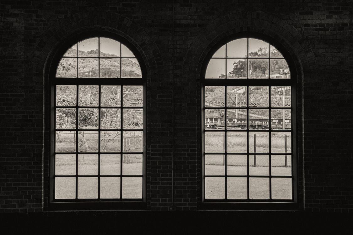 Window Black View Black and White View Through Large Arched Windows · Free Stock Photo