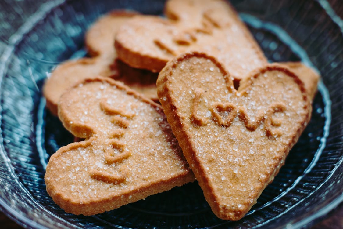 Free Heart Shaped Cookies on Plate Stock Photo