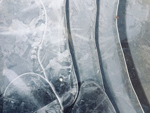 Frozen water of lake in winter