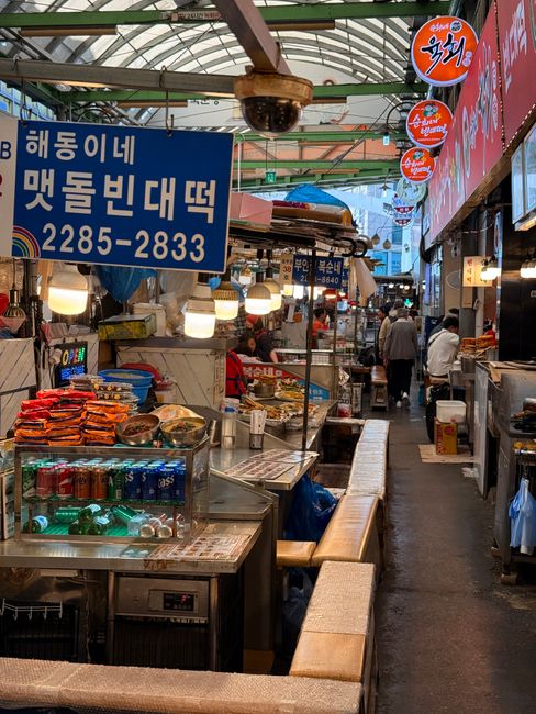 traditional market food stalls in korea