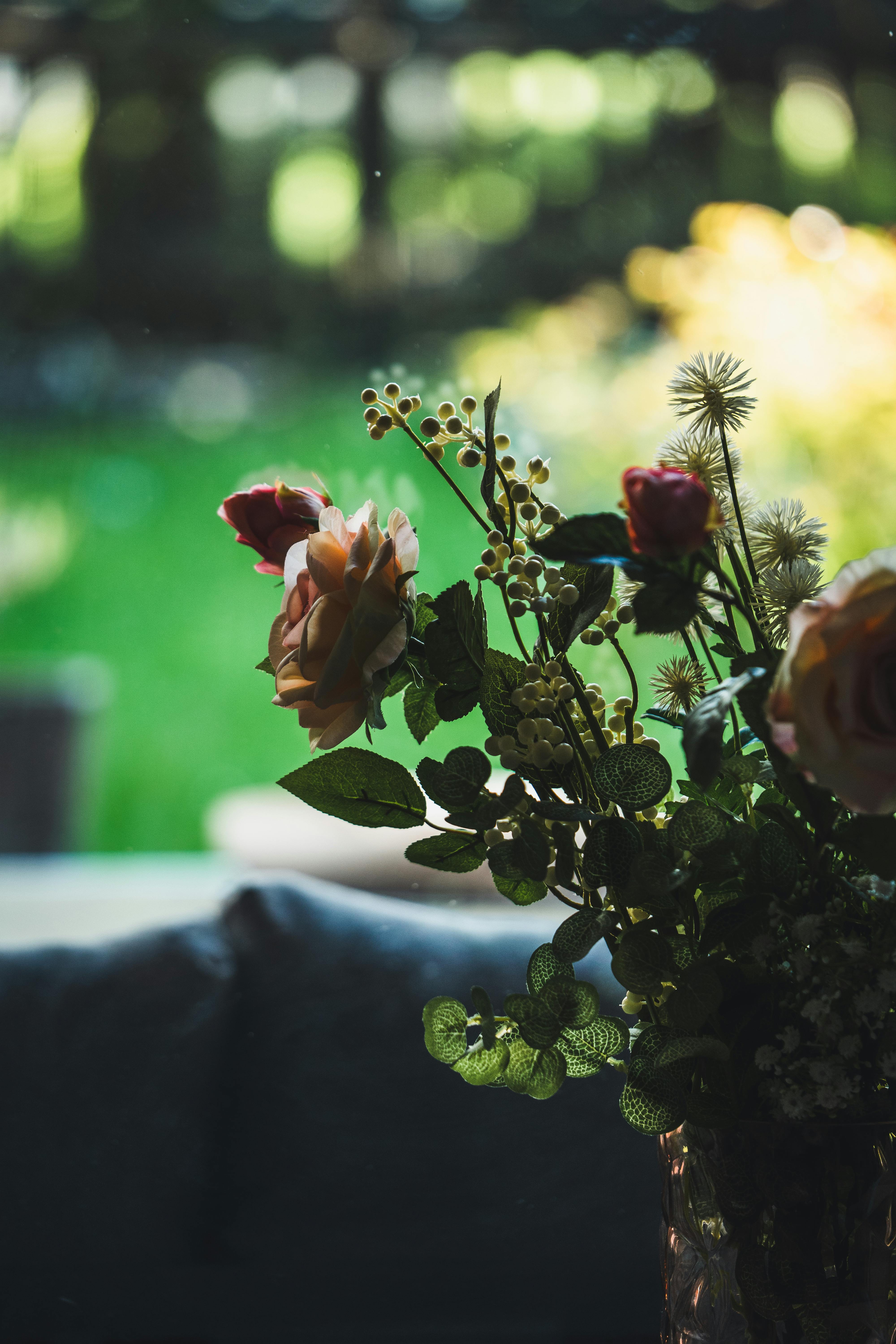 [ColoSach]-a-delicate-bouquet-of-roses-and-greenery-beautifully-backlit-by-natural-light.