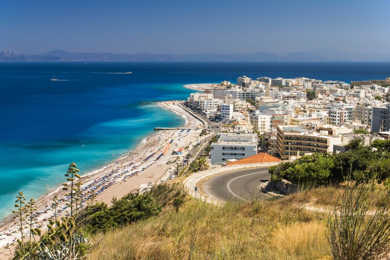 Aerial view of Rhodes, Greece coastline