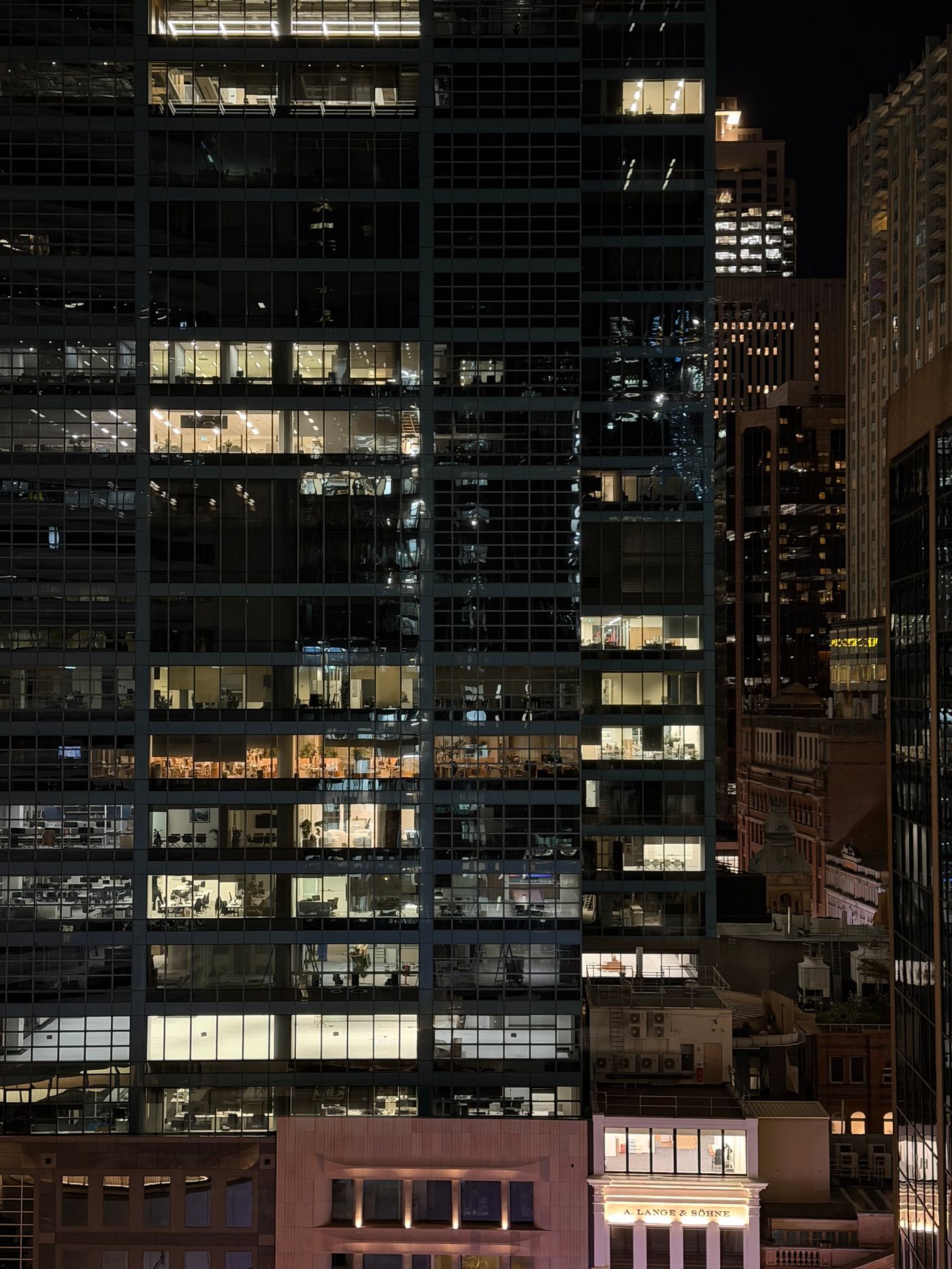 Sydney office building at night