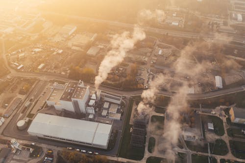 Foto profissional grátis de aerofotografia, ao ar livre, área industrial