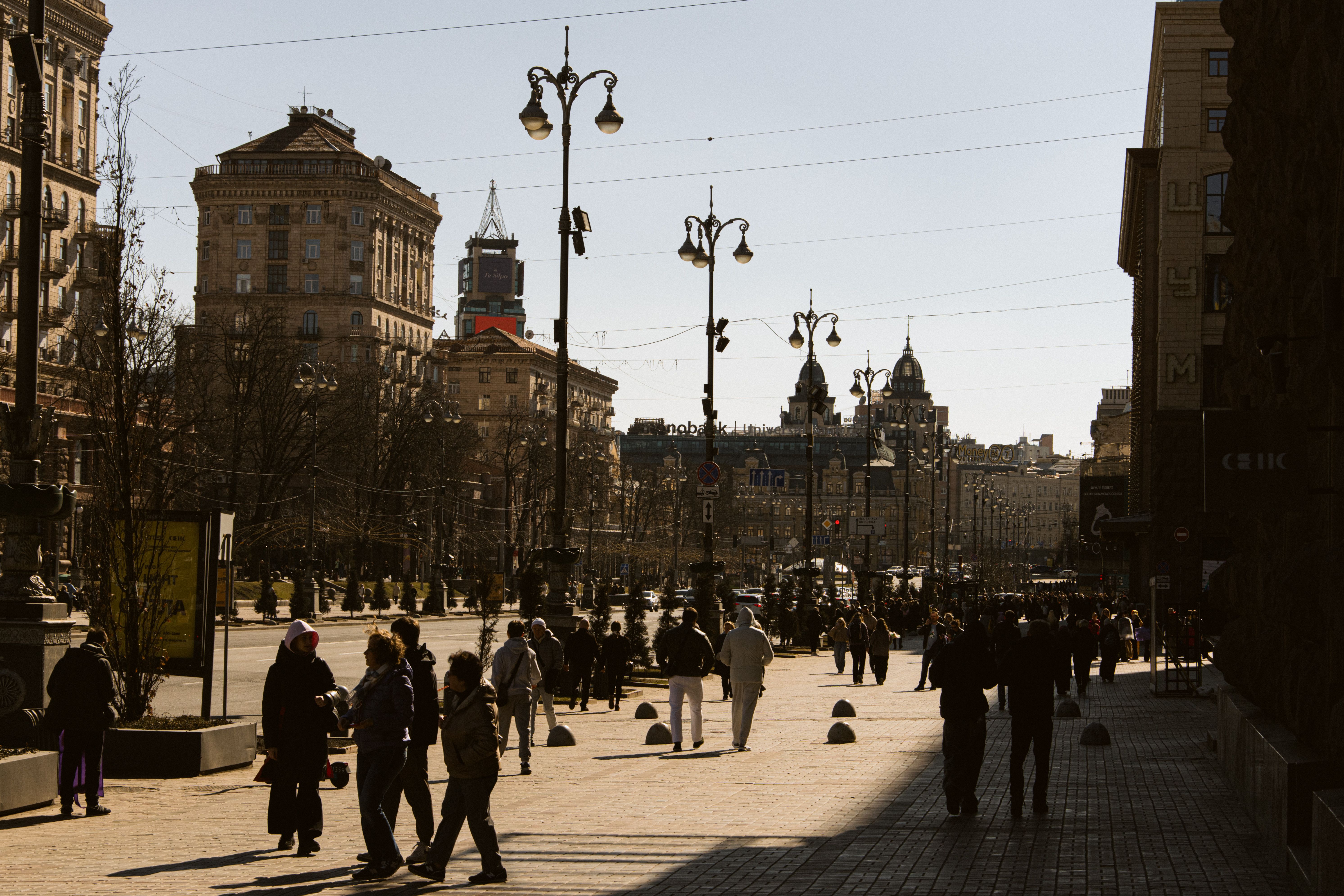 Kyiv city street life wartime