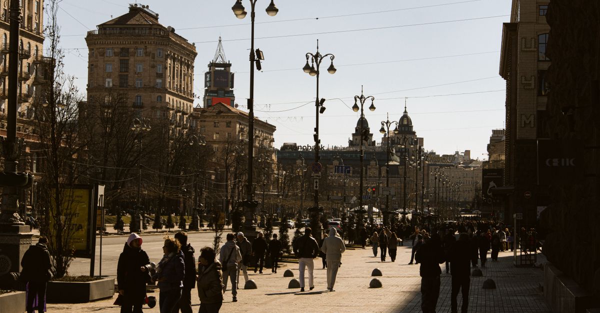 Kyiv city street life wartime