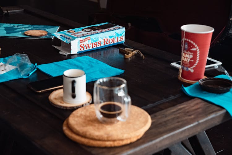 Table With Kitchenware And Snack