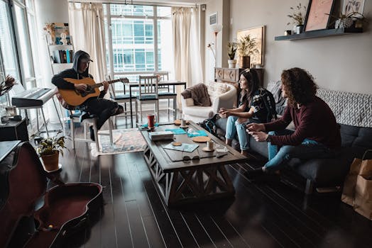 Group of friends resting together at home