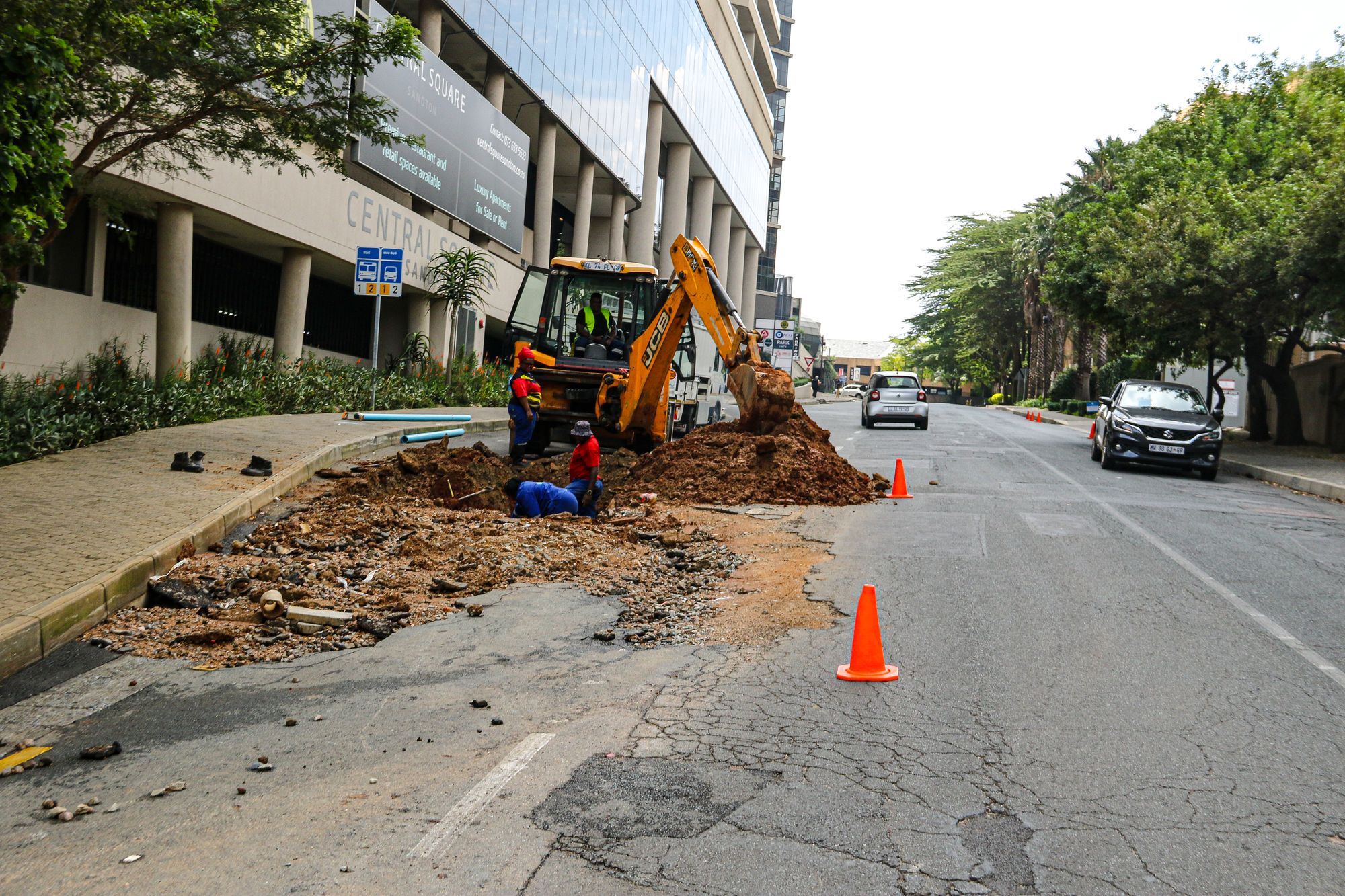 Road construction works in Sandton, Gauteng
