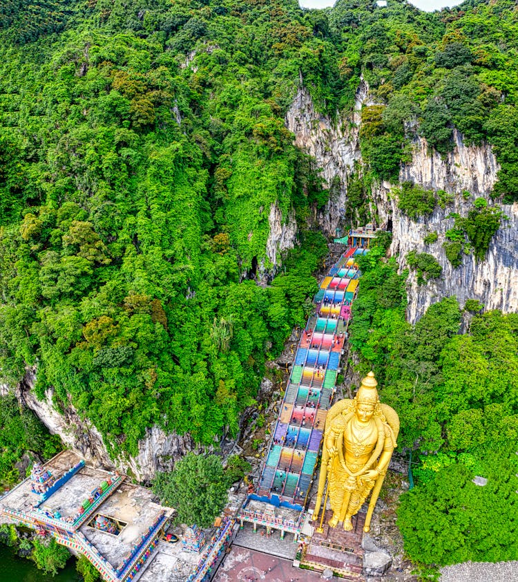 Aerial Shot Of Batu Caves