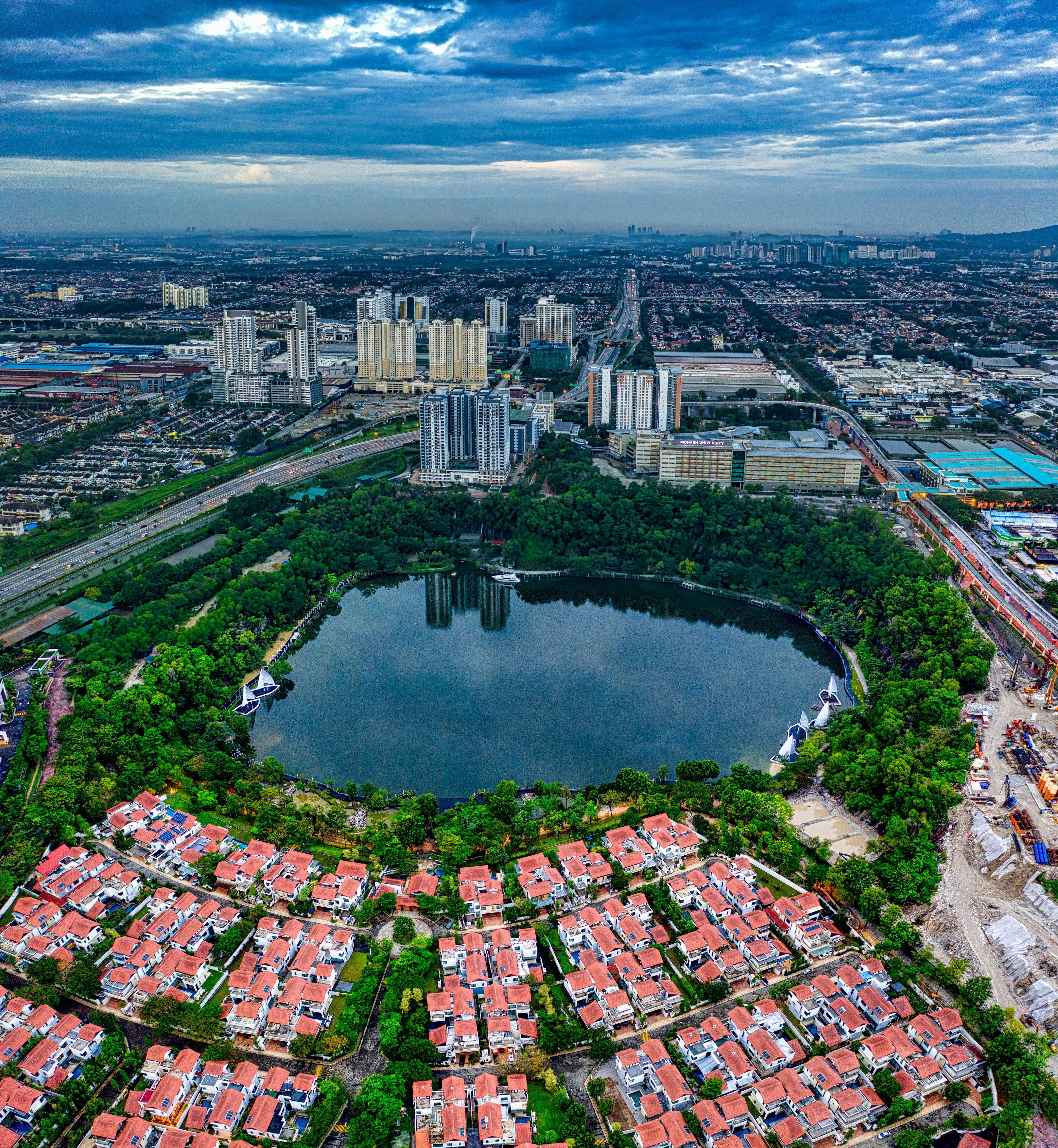 aerial view of city buildings