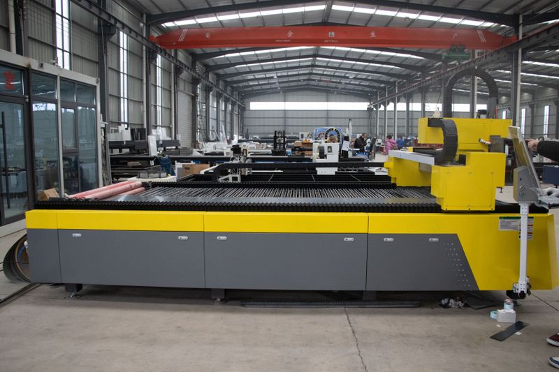 Modern CNC laser cutting machine in factory