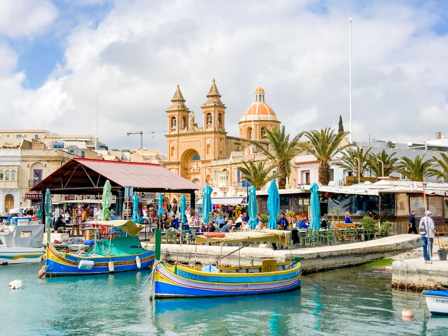 Marsaxlokk harbour Malta colourful fishing boats