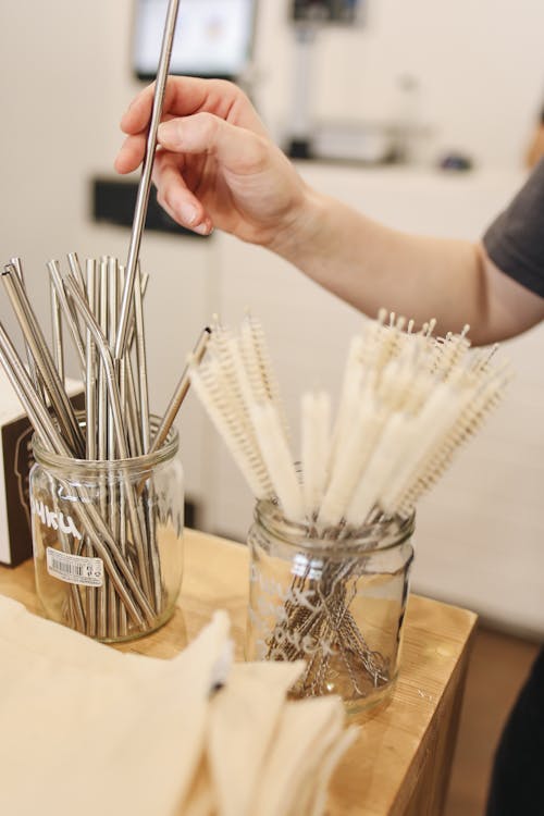 Pailles Métalliques En Pot