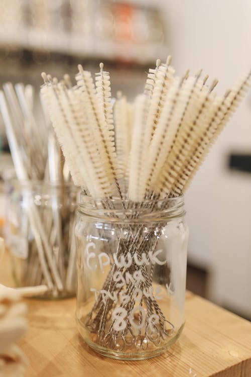 Free Cleaning Brushes in Jar Stock Photo