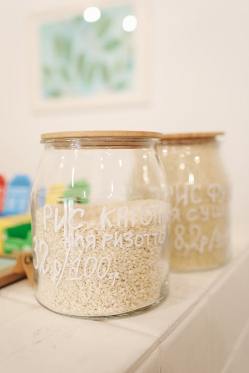 Free Clear Glass Jar With Ingredients Stock Photo