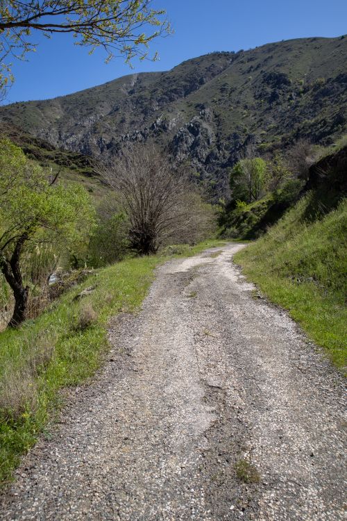 Free A serene mountain trail in Palu, Türkiye, surrounded by lush greenery and rugged hills. Stock Photo
