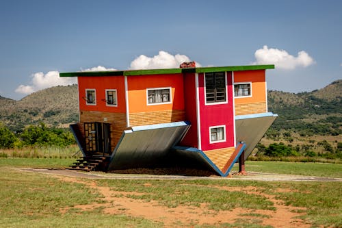 Free Vibrant upside down house in rural Hartbeespoort, South Africa, architectural marvel. Stock Photo