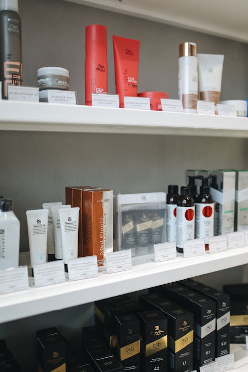 Free Skincare Products on Store Shelves Stock Photo