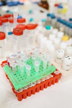 为科学研究组织拍摄的各种实验室设备和试管的特写