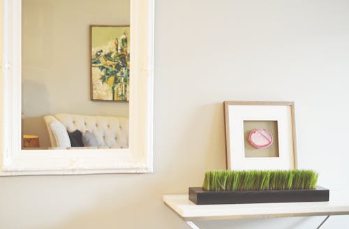 Rectangular White Wood-framed Wall Mirror