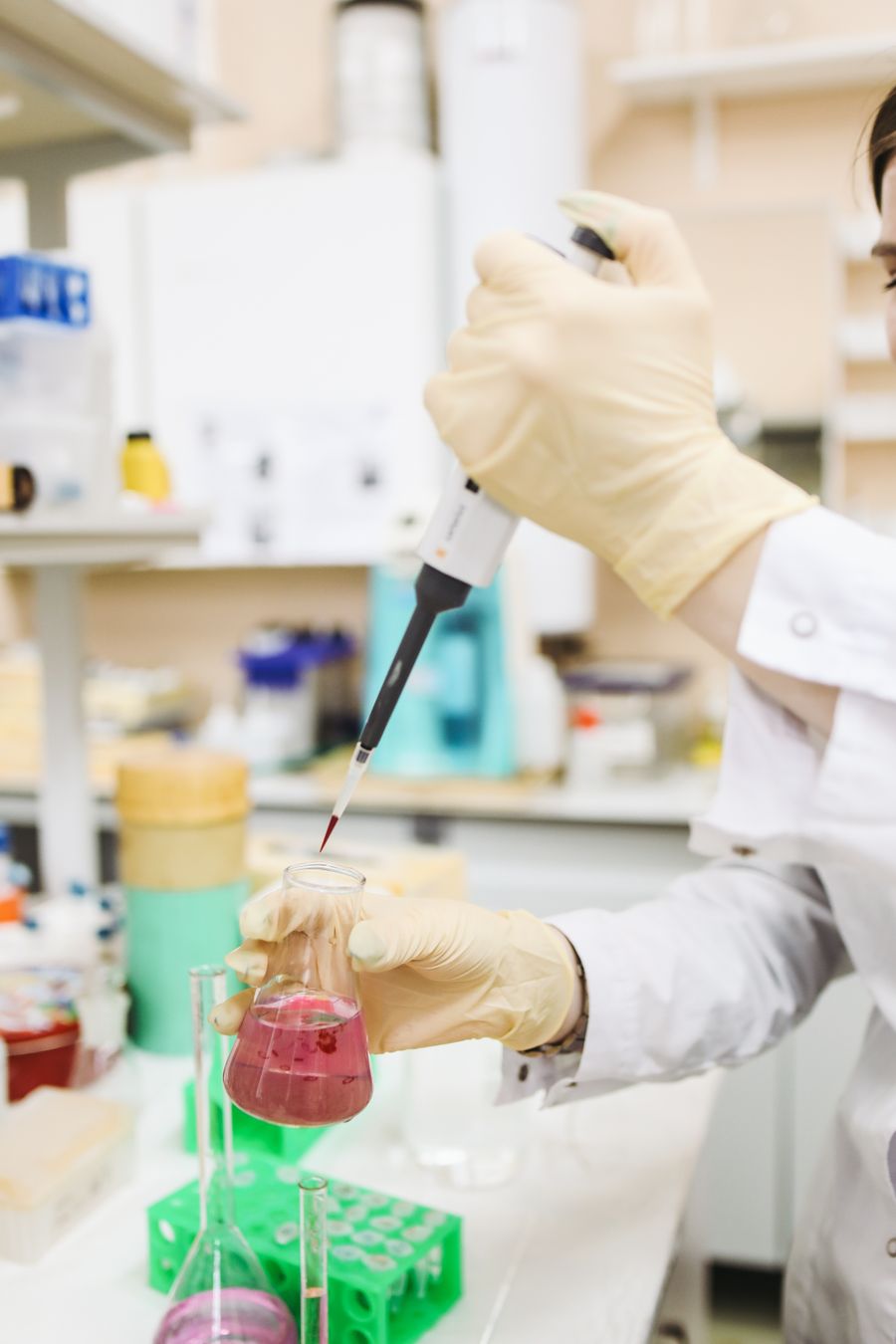 Microbiology culture and pipette testing in laboratory