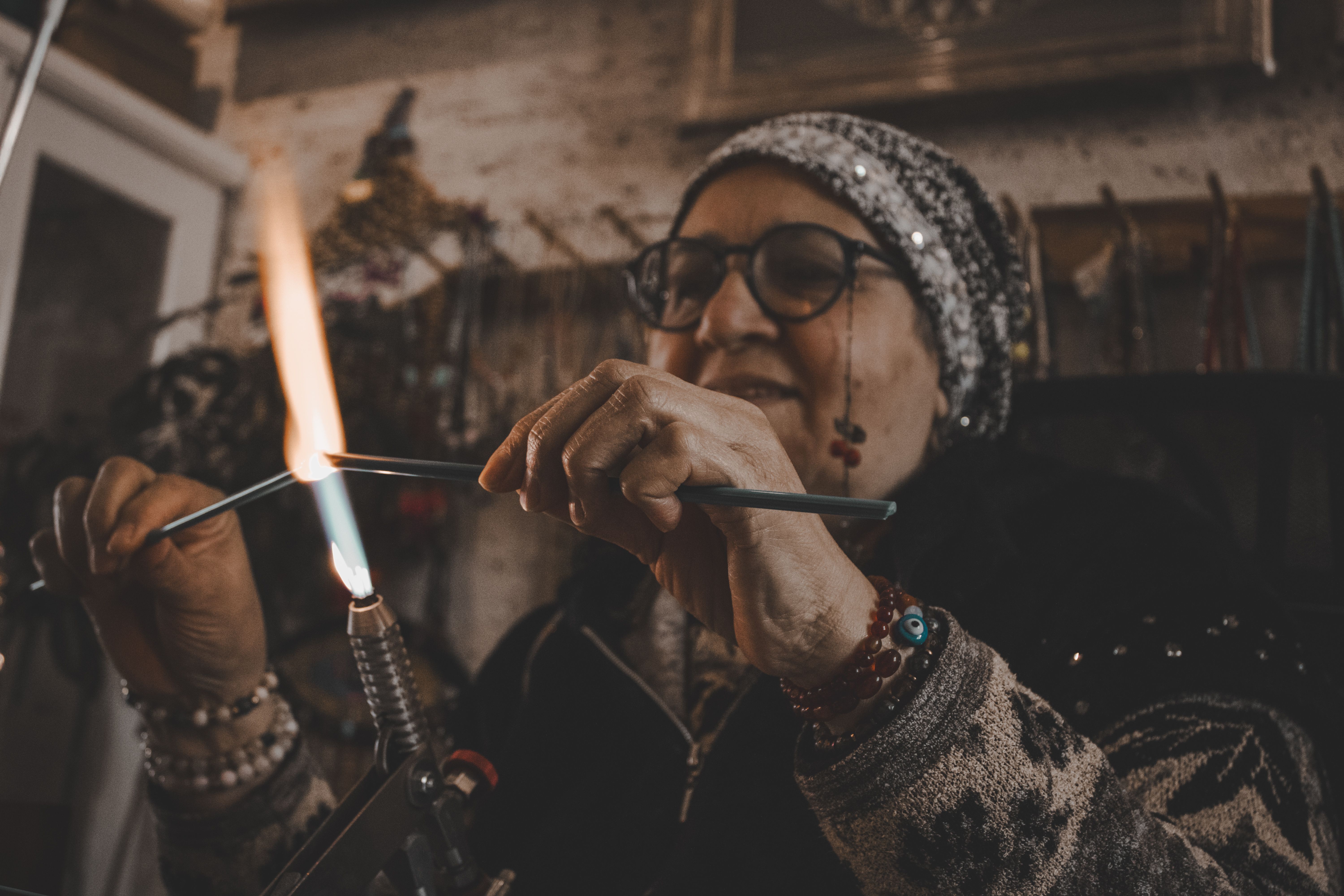 Handmade blown glass items at Ta' Qali Crafts Village, Malta, showcasing local artistry.