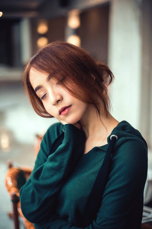 Free Woman In Green Long Sleeved Shirt Stock Photo