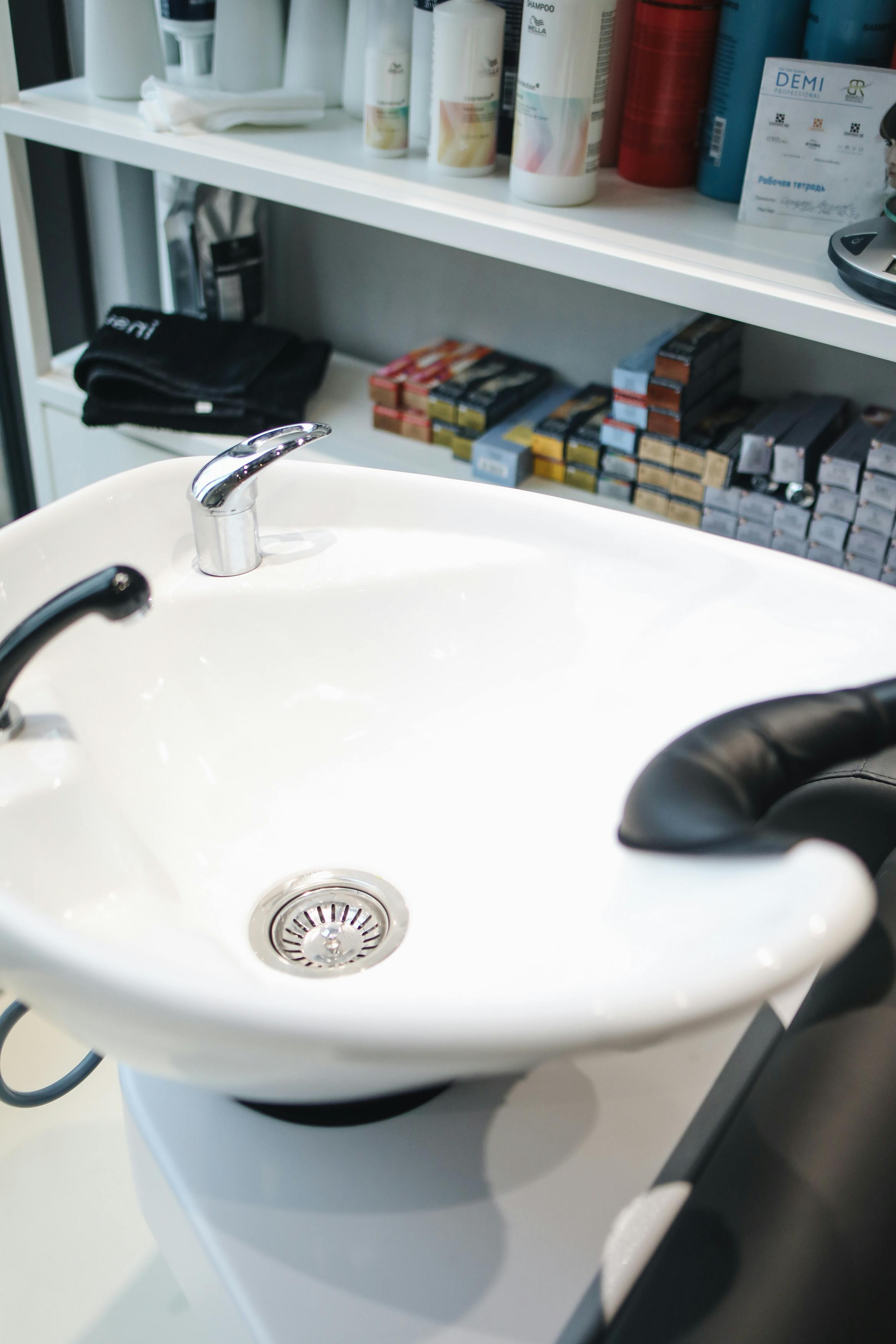 Ceramic Sink In Hair Salon Free Stock Photo