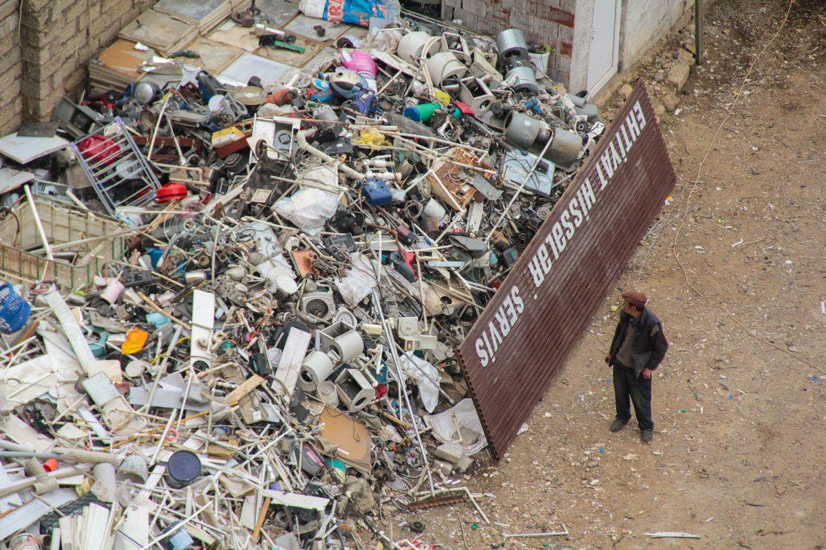 Scrap metal and old appliances collected for recycling near Grimsby
