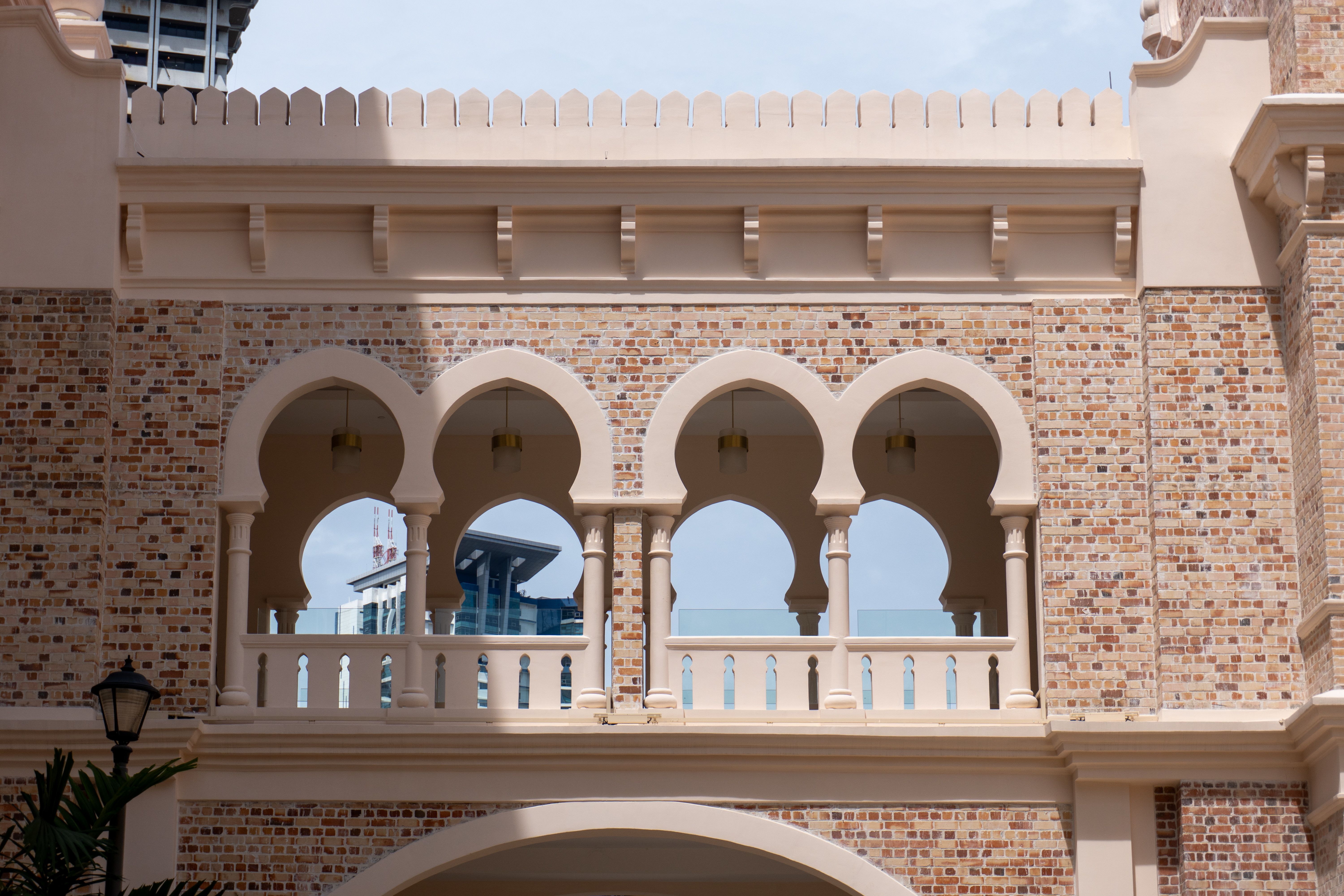Detailed view of restored heritage building facade