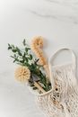 White Knit Bag With Wooden Brushes