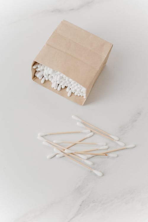Free Bamboo Cotton Buds In A Paper Bag Stock Photo