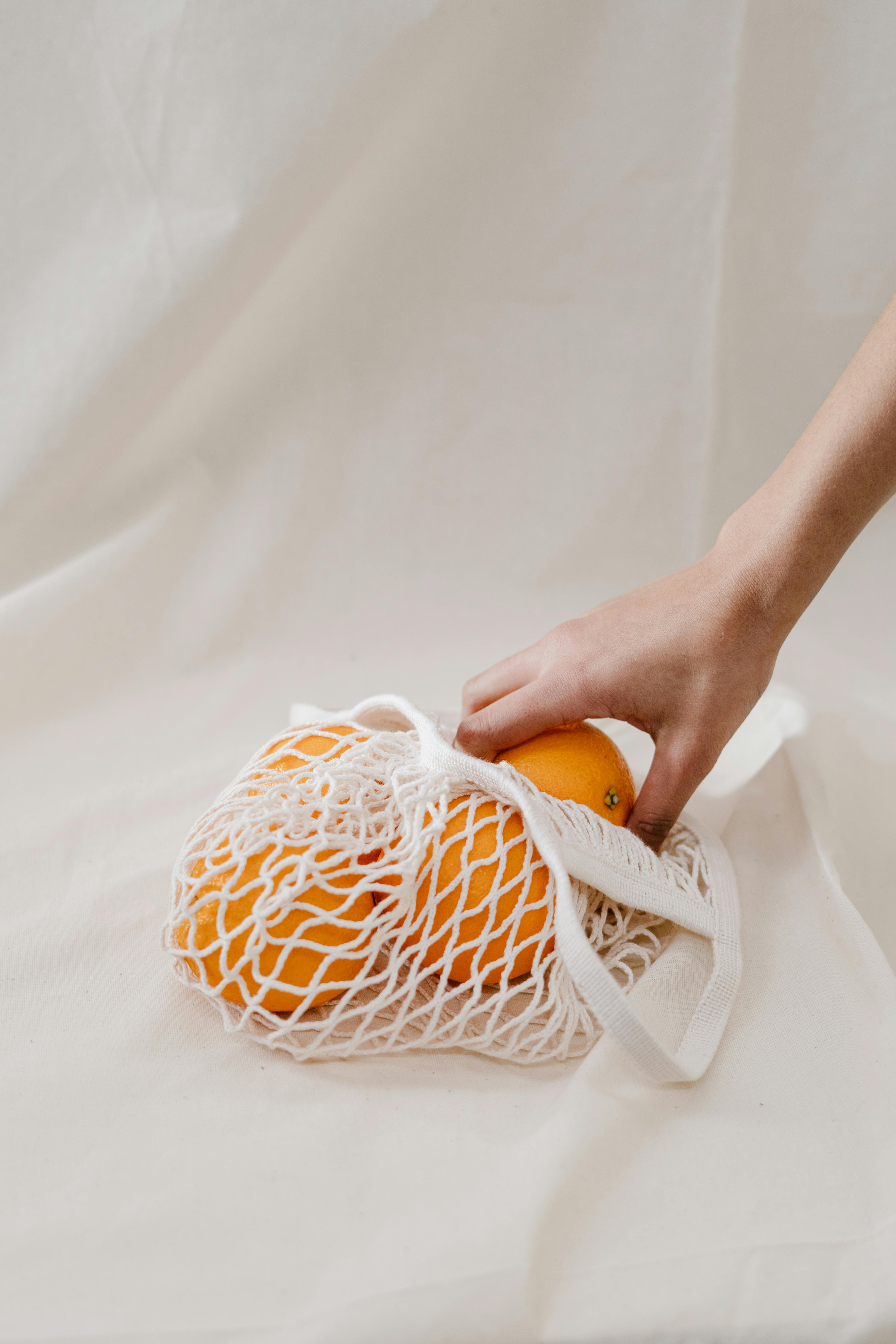 orange fruit mesh bags