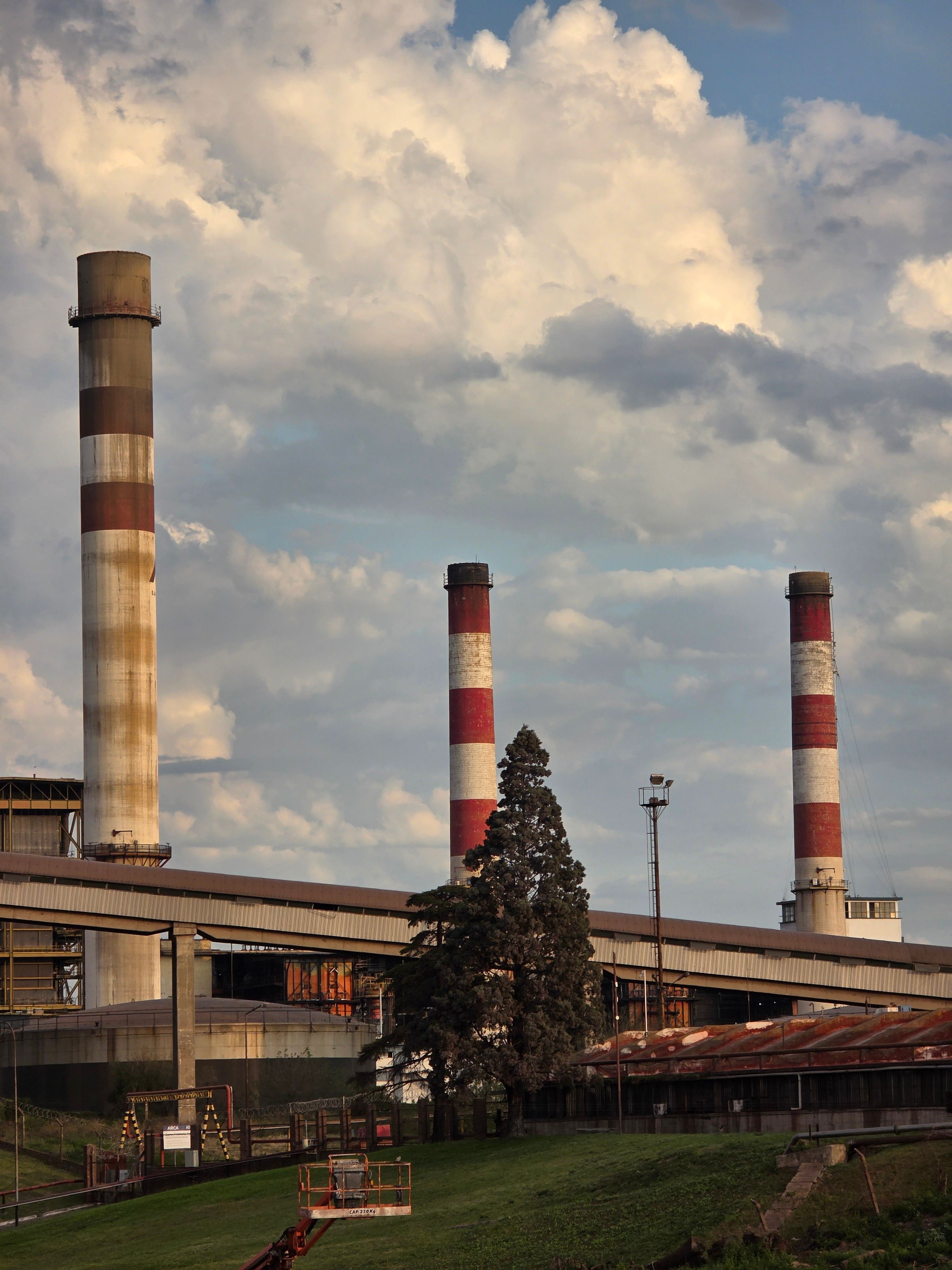 Steel pipework and process equipment at an industrial plant