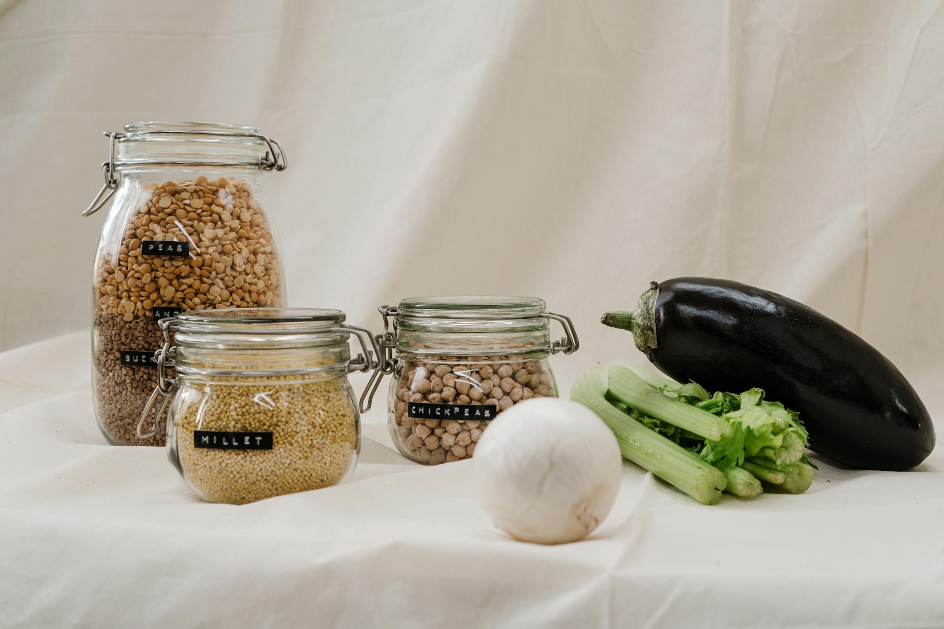 Healthy Food in Jars and Vegetables