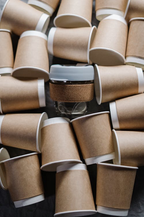 Brown And White Paper Cups