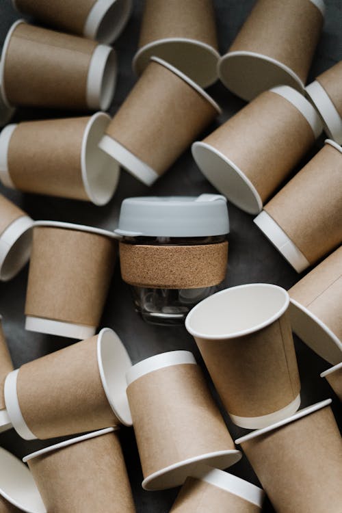 Brown And White Paper Cups