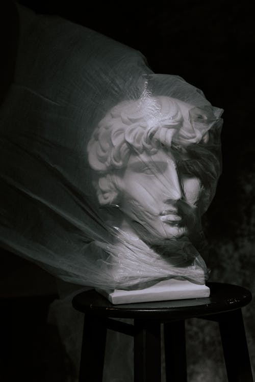 Photo of Gypsum Head Covered With Plastic Bag