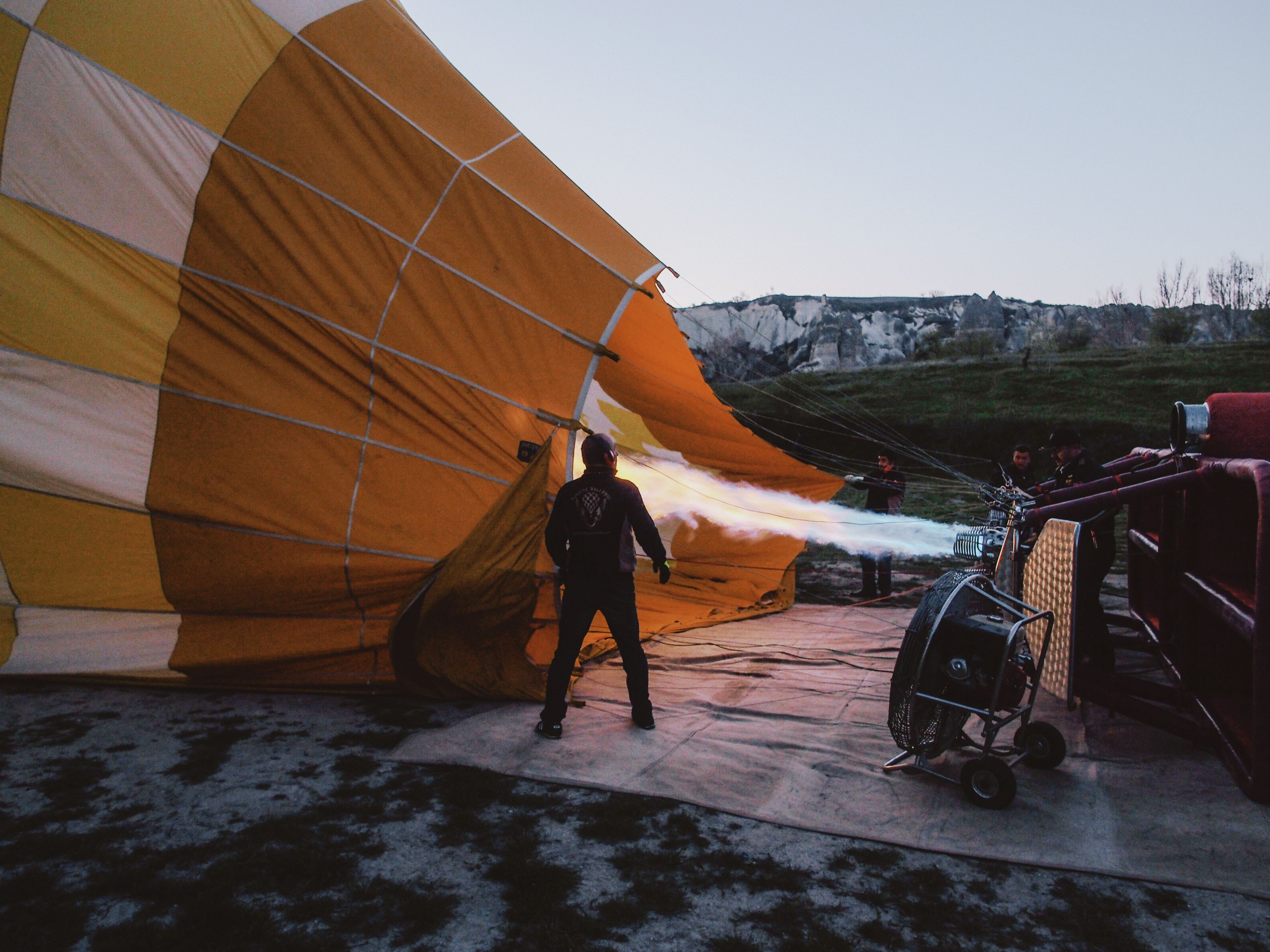 Early Morning Hot Air Balloon Inflation Process · Free Stock Photo
