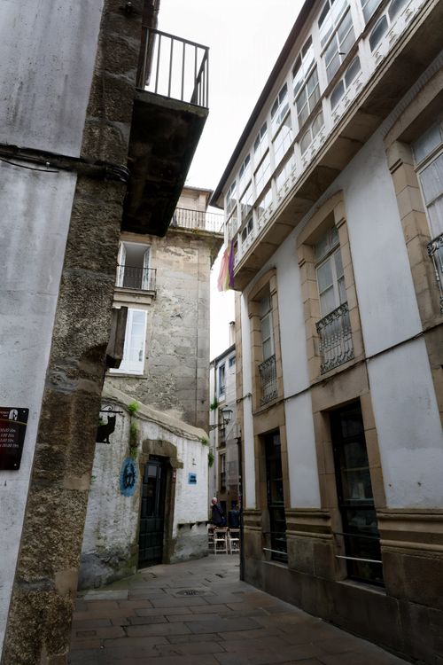Free Charming alleyway with traditional architecture in Santiago de Compostela, Spain. Stock Photo