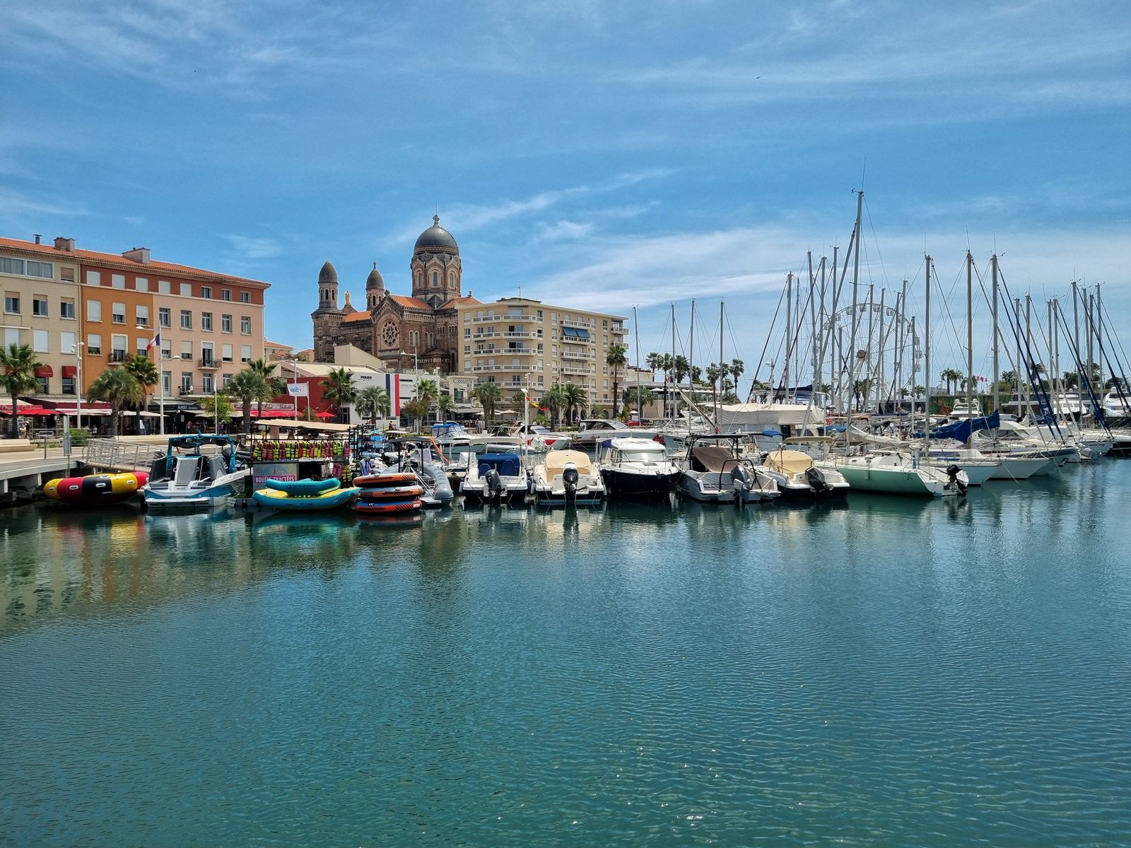The marina and cathedral of Saint-Tropez, French Riviera