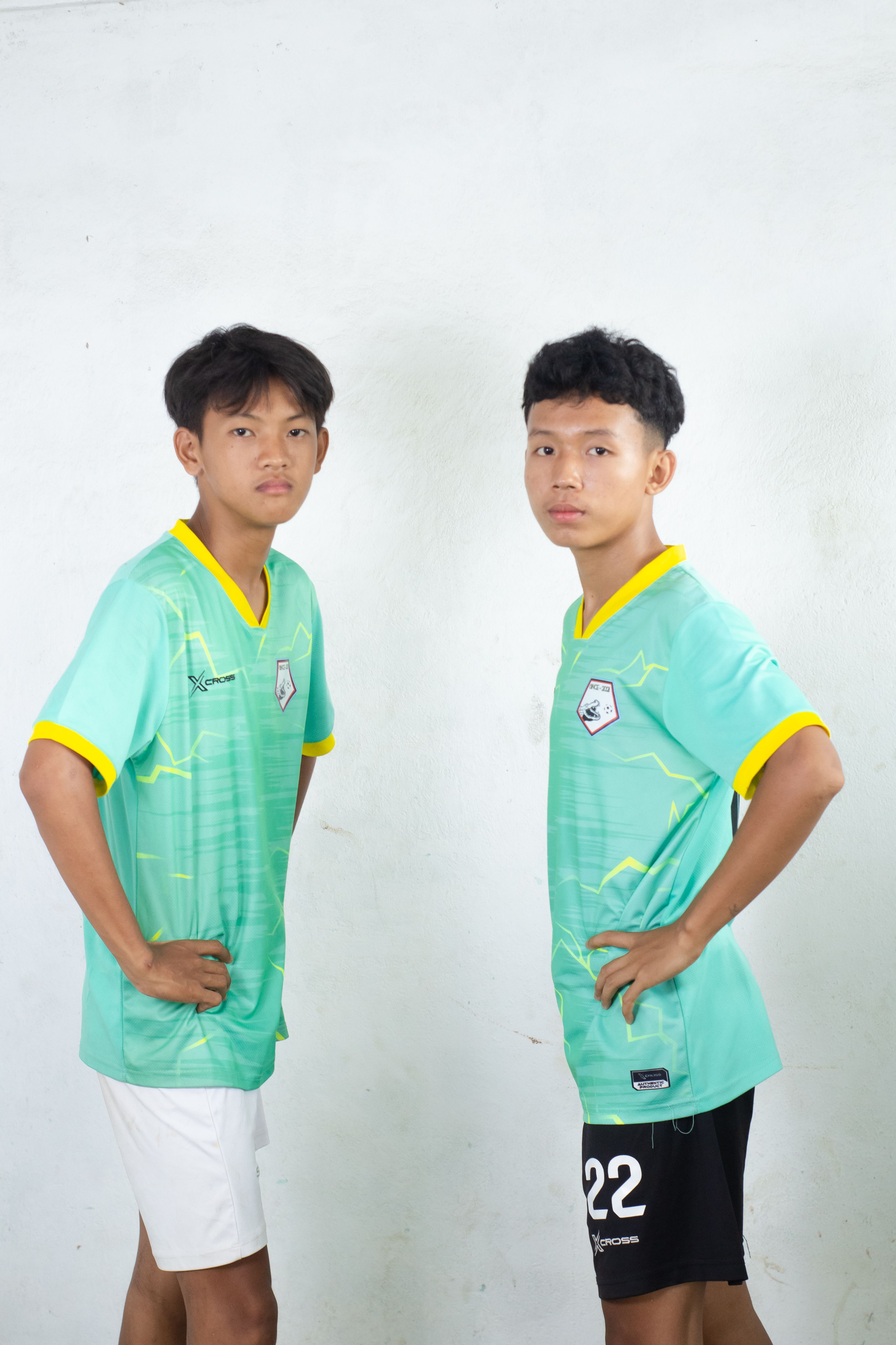 Portrait of Two Young Football Players in Myanmar